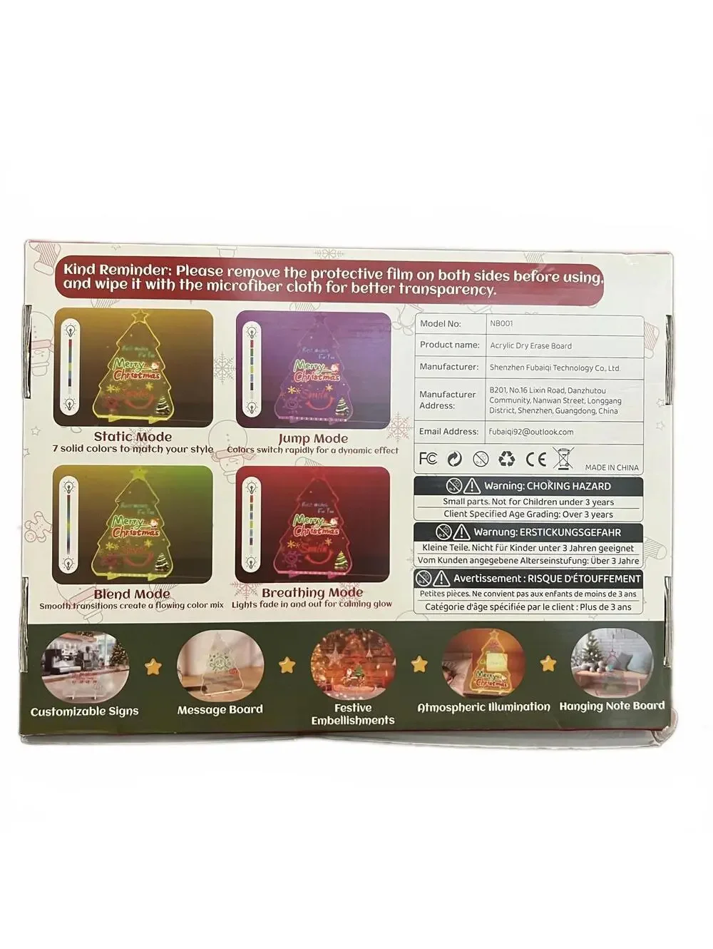 Acrylic Christmas Tree Light-Up Message Board for Kids